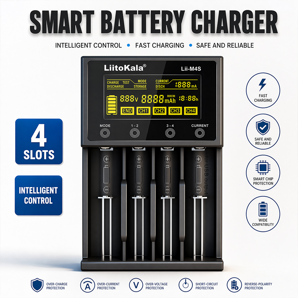 Smart Accessories - Lii-M4S Smart Touch 4-Slot Battery Charger