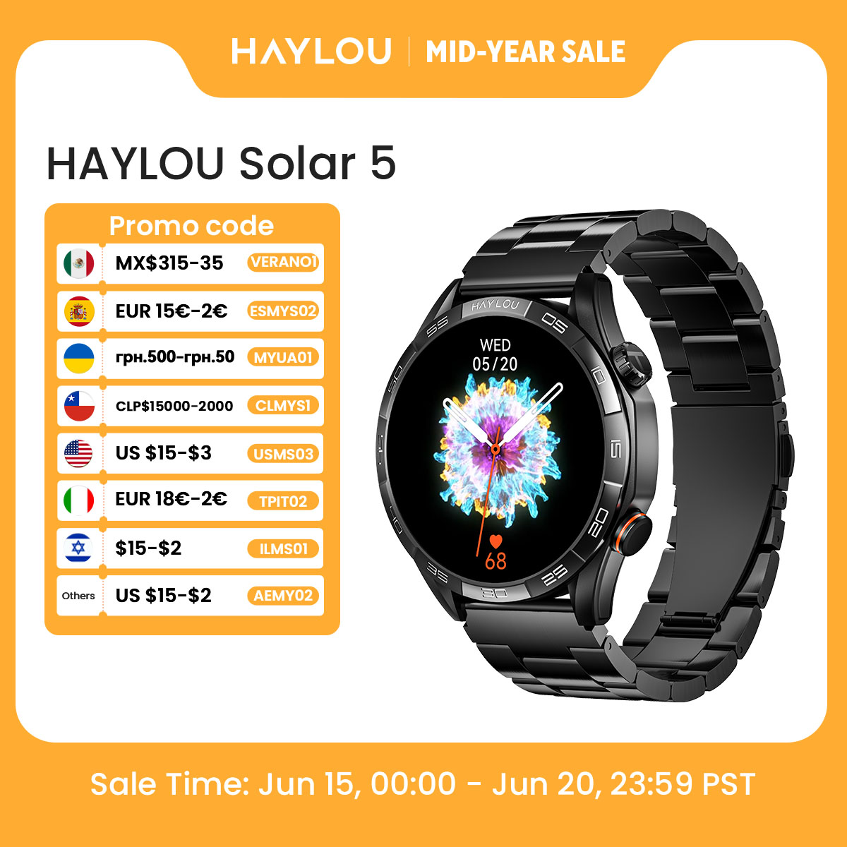 HAYLOU Solar 5 Voice Calling S – Smartwatch Face Bewertung und Preis