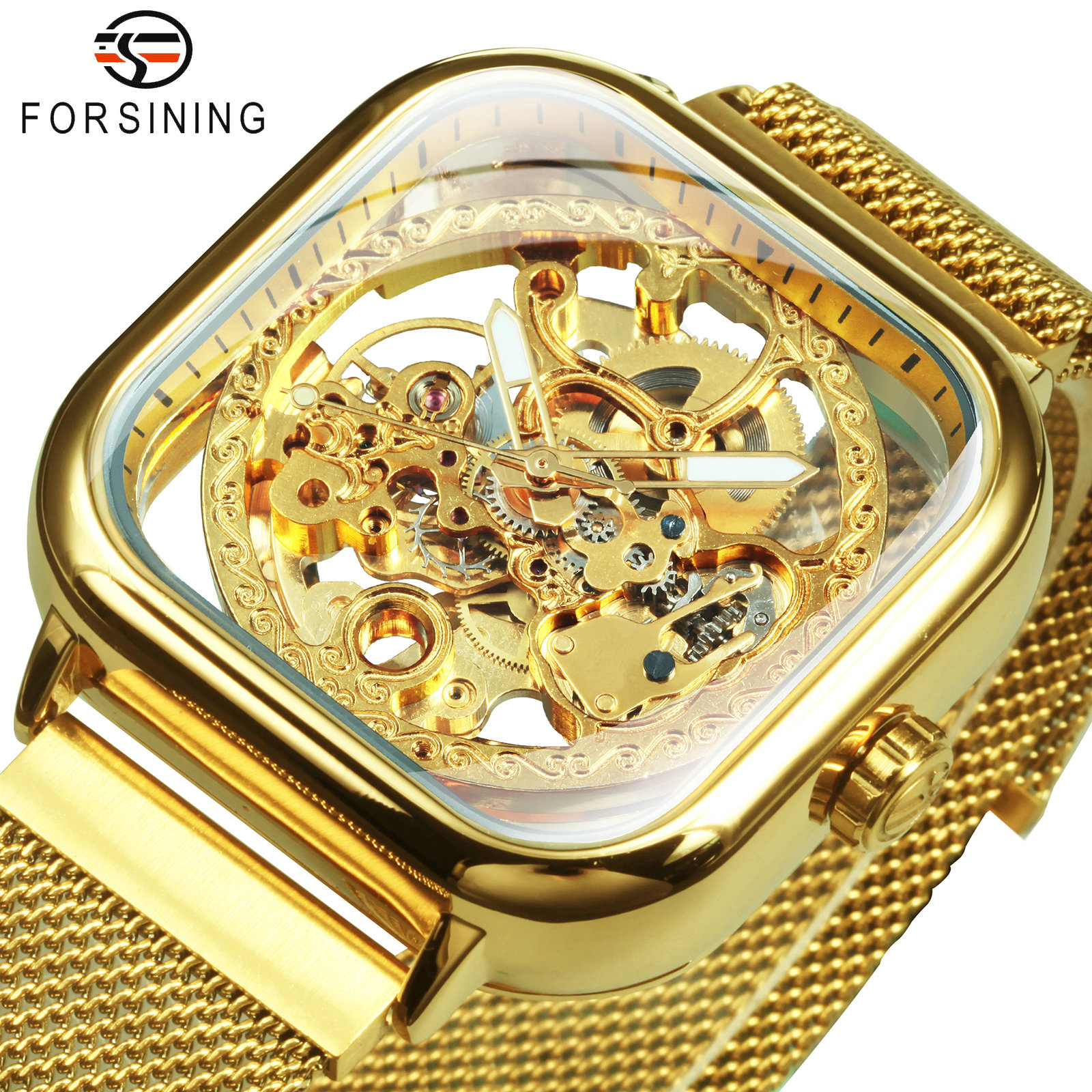 Forsining Luxury Square Skelet – Stainless Mesh Band Bewertung und Preis