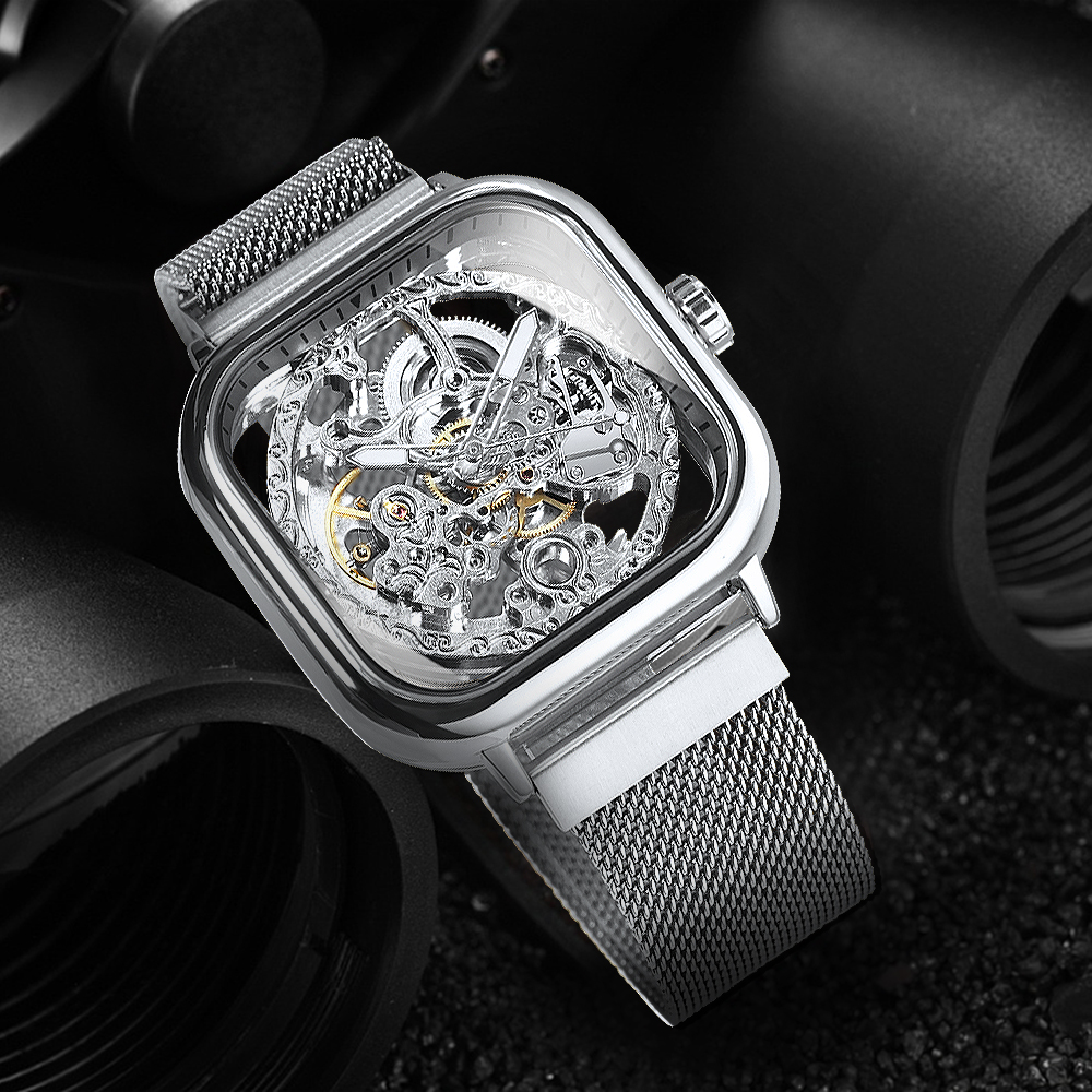 Forsining Luxury Square Skelet – Stainless Mesh Band Bewertung und Preis
