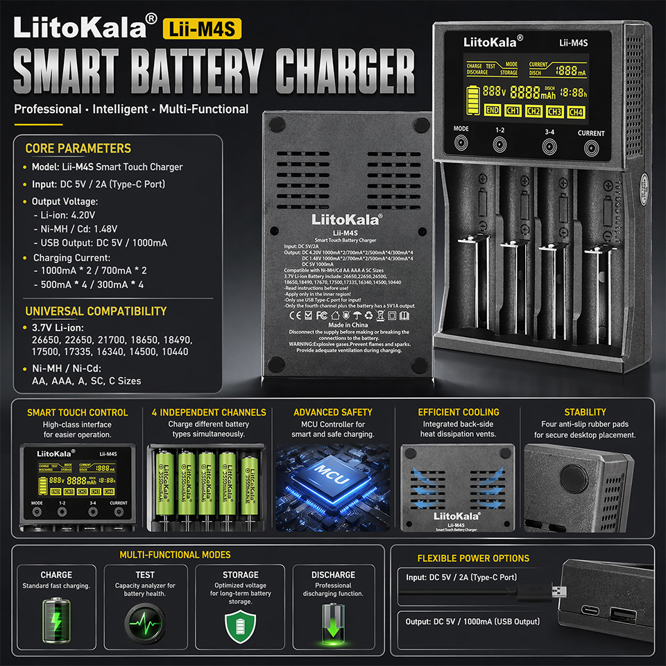 Lii-M4S Smart Touch 4-Slot Bat – Smart Accessories Bewertung und Preis